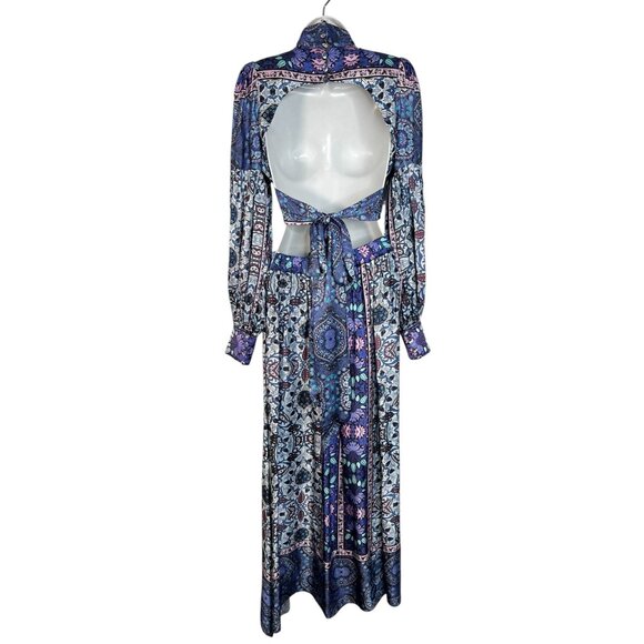 Lace the Label Purple Garden Top & Maxi Skirt set satin Luxury Resort Paisley XS - Picture 10 of 16